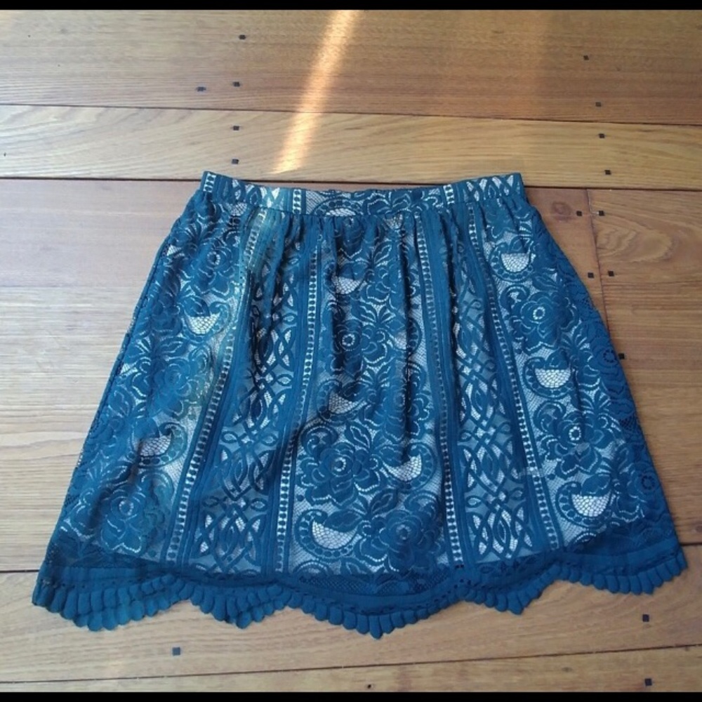 Dark Blue Green Xhilaration Lace Skirt